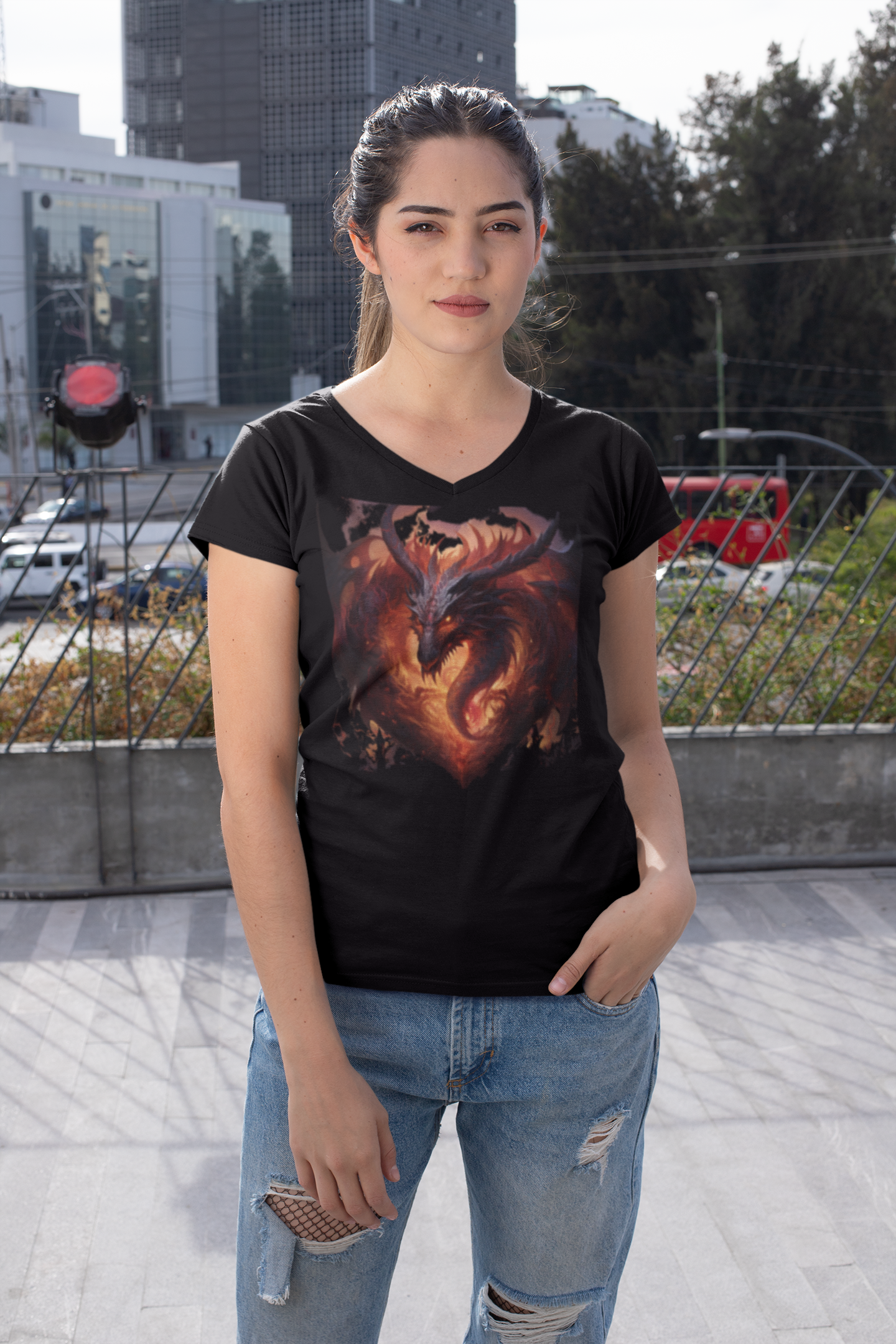 Dragon Heart - Ladies V-Neck Shirt