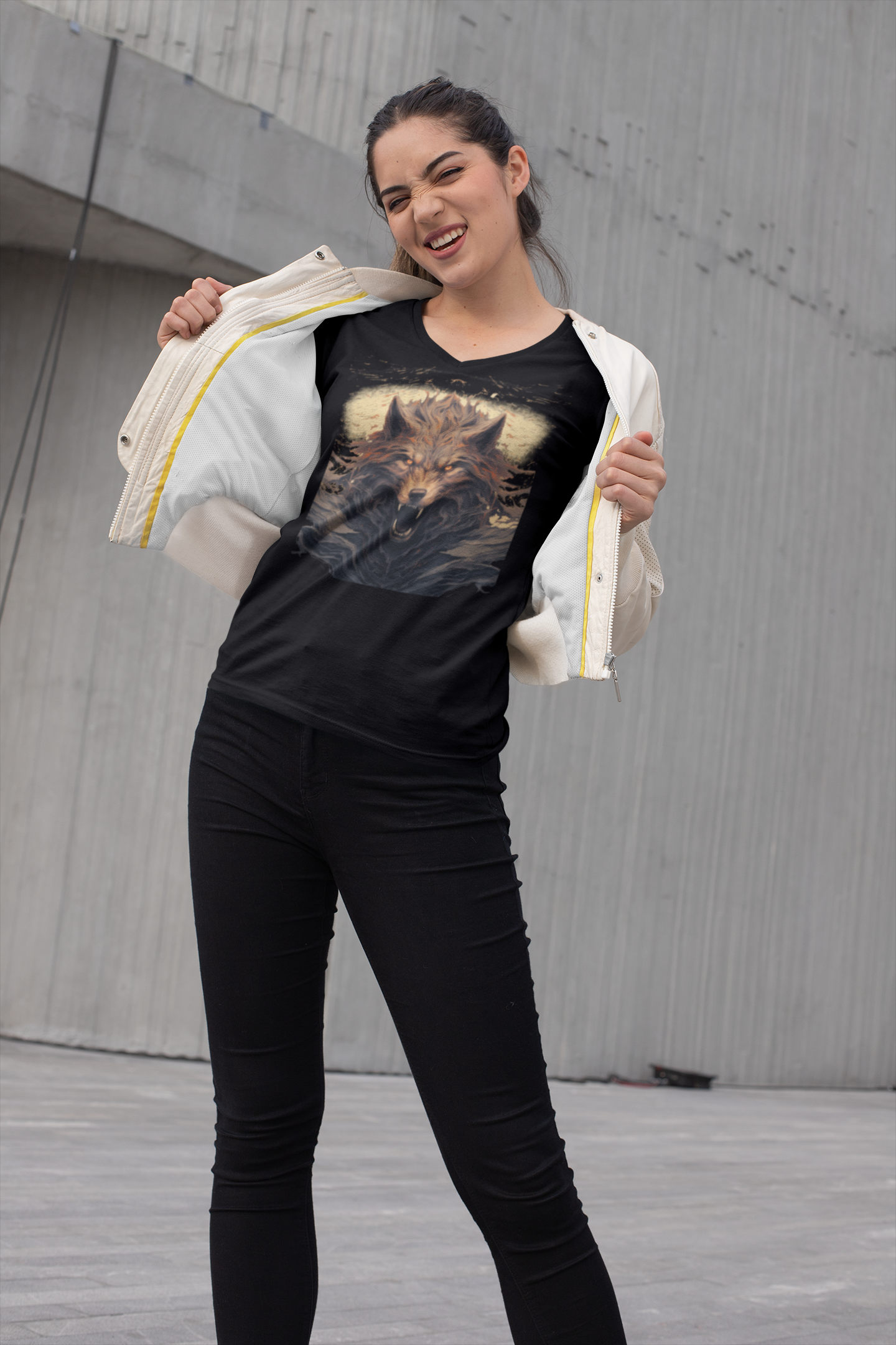 Fenrir Head - Ladies V-Neck Shirt