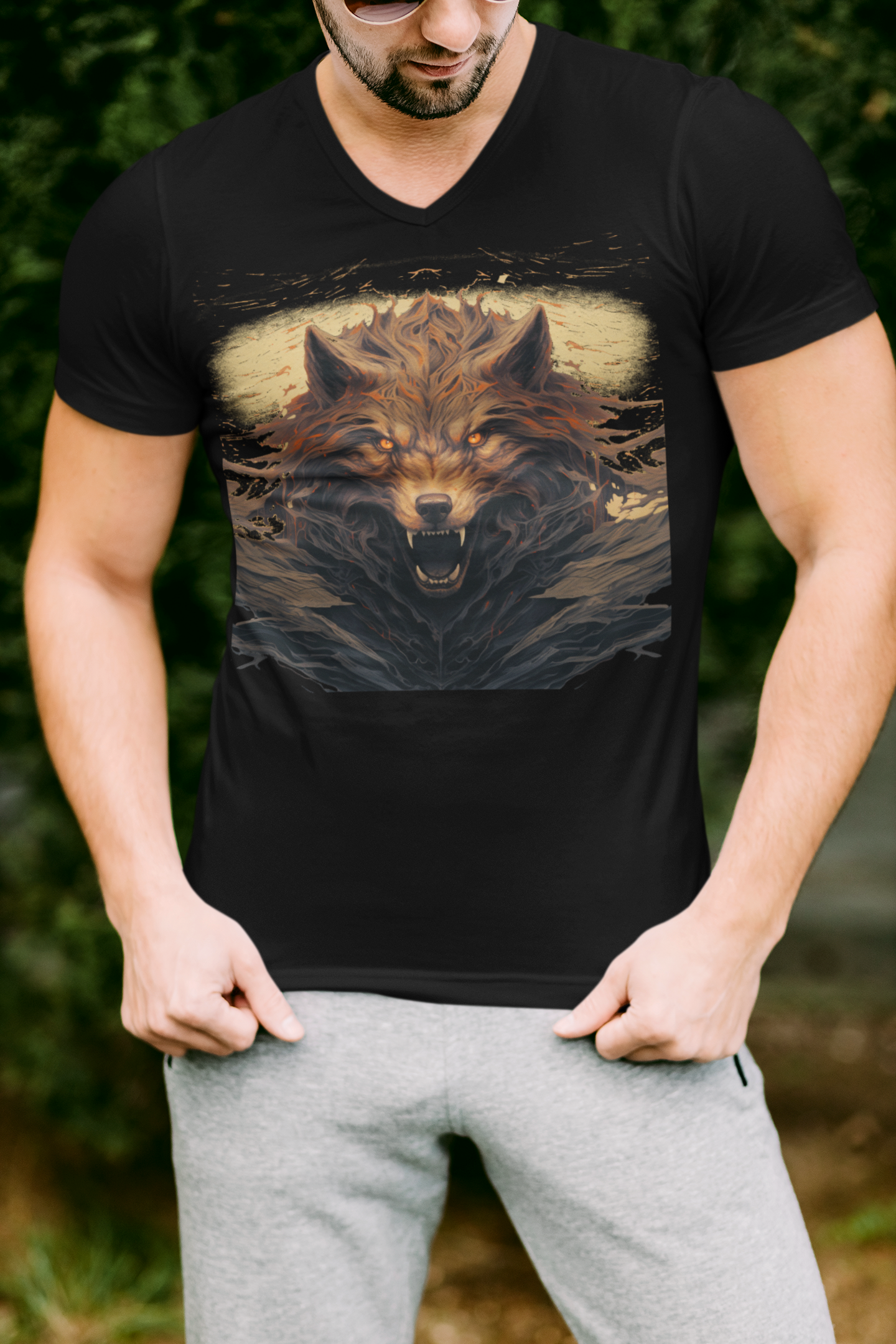 Fenrir Head - V-Neck Shirt